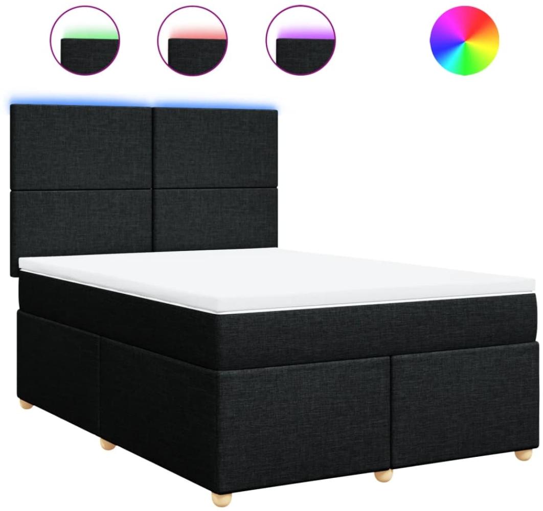 vidaXL Boxspringbett mit Matratze Schwarz 160x200 cm Stoff 3293626 Bild 1