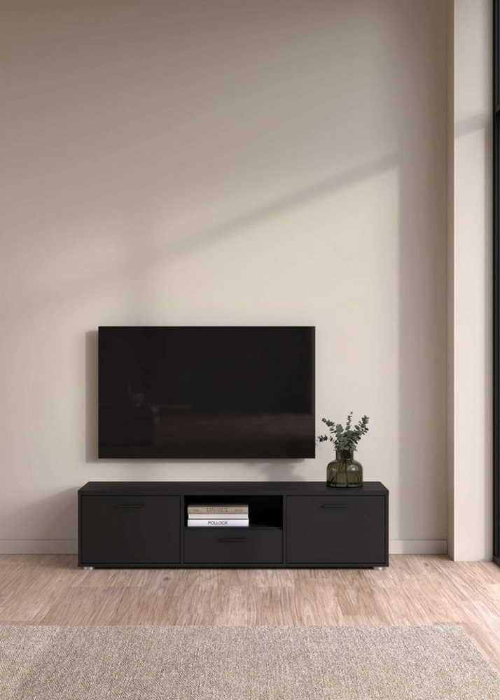 ebuy24 TV-Bank Media TV Tisch 2 Türen 1 Schublade schwarz matt. Bild 1