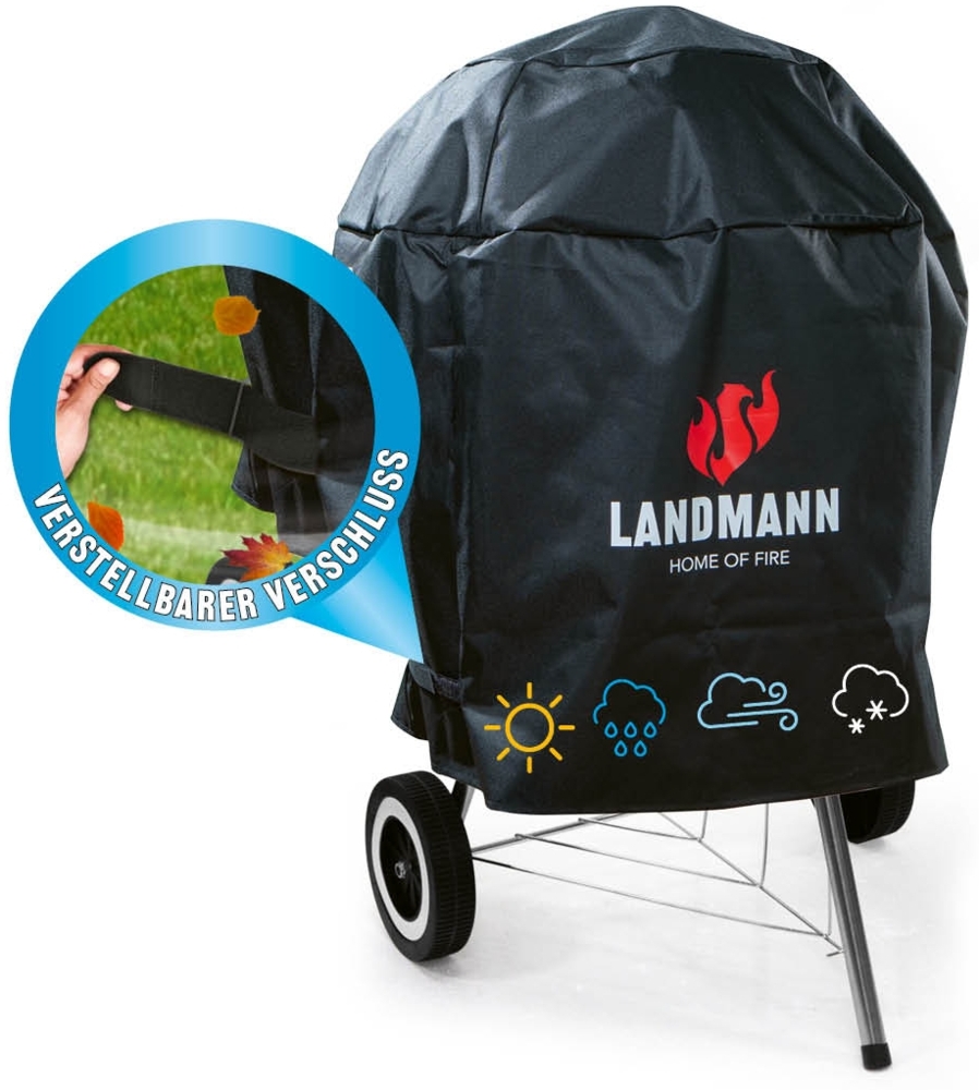 LANDMANN Grillabdeckhaube Wetterschutzhaube Premium 90 x 70 x 70 cm, reißfest, atmungsaktiv, wasserdicht, kältebeständig, kein ausbleichen Bild 1