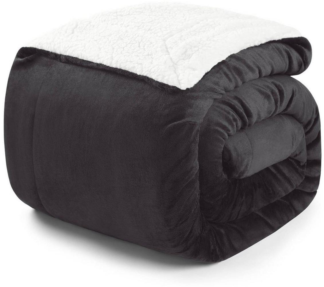 Blumtal Premium Sherpa Kuscheldecke flauschig - Wohndecke Kuscheldecke 130x150 cm - Oeko-TEX zertifizierte Fleecedecke 130x150 cm - Wohn- & Kuscheldecke - Wohndecke 130x150 - Plüschdecke in Anthrazit Bild 1