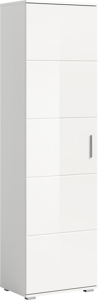 Garderobenschrank >Prego< in weiß/weiß hochglanz - 55x191x37cm (BxHxT) Bild 1