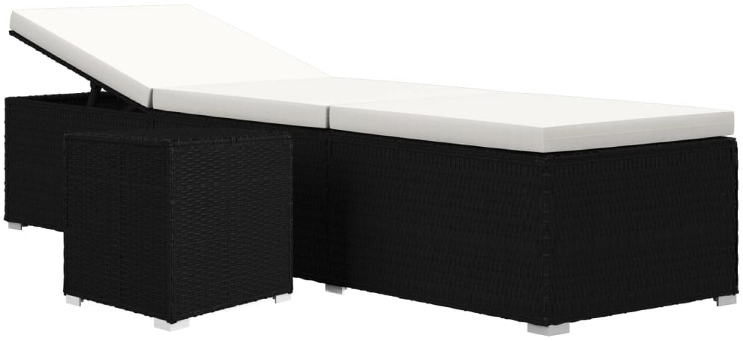 vidaXL Sonnenliege mit Auflage und Teetisch Poly Rattan Schwarz 317111 Bild 1