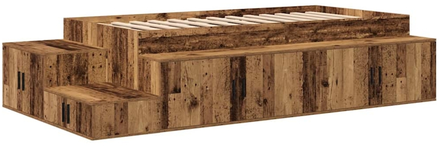 vidaXL Aufbewahrungsbettgestell Altholz 100 cm Holzwerkstoff 3335563 Bild 1