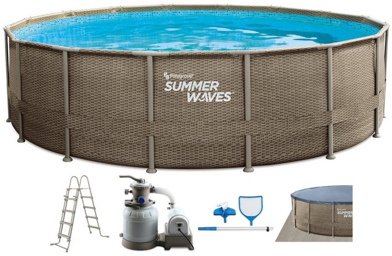 SUMMER WAVES Framepool TW27-P4N0164810EU Frame Elite Pool Dark Triple Bweave 488 x 122 cm Bild 1