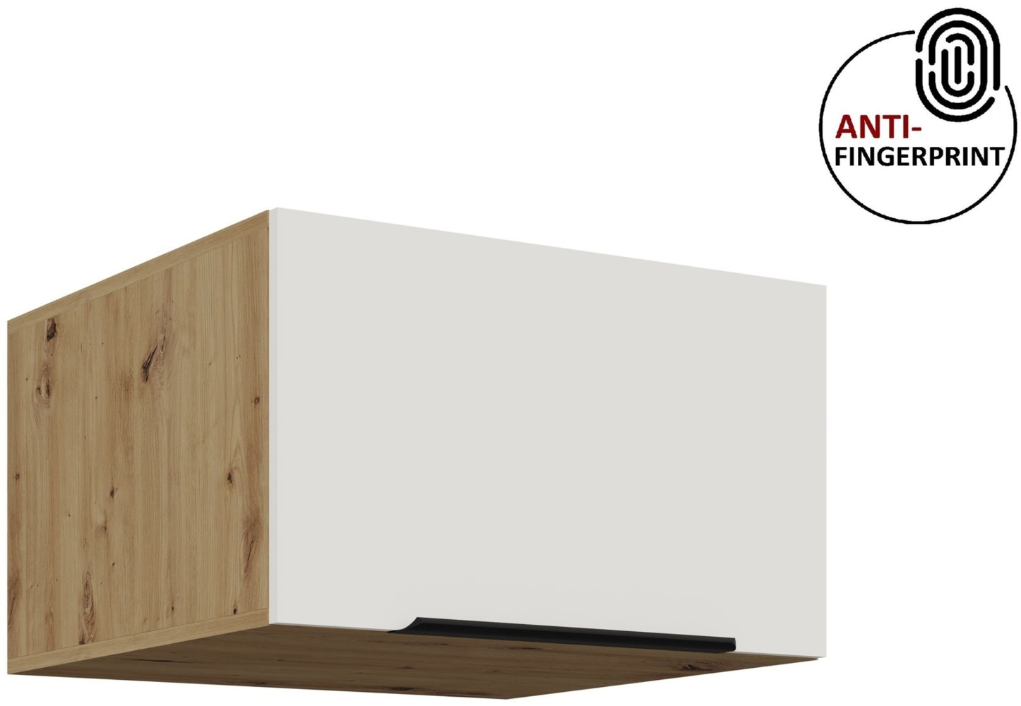 Küchen Aufsatzschrank 60 cm ARIA Weiss ultra matt + Eiche Artisan matt, hochwertige Fronten mit Anti Fingerprint Beschichtung Küchenzeile Küchenblock Bild 1