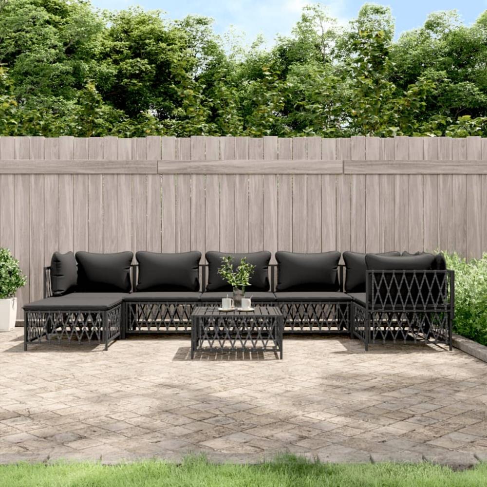 vidaXL 8-tlg. Garten-Lounge-Set mit Kissen Anthrazit Stahl 3186899 Bild 1