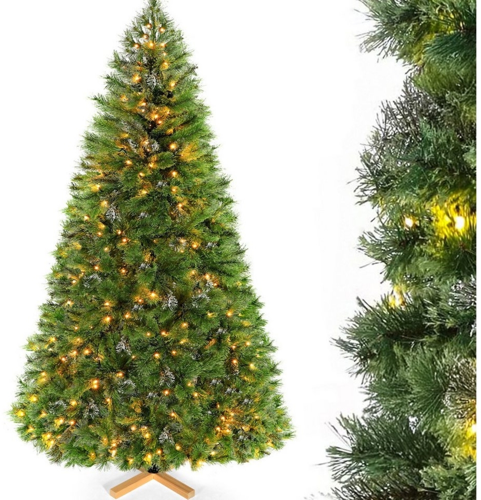 TLGREEN Künstlicher Weihnachtsbaum Weihnachtsdeko 150-270CM, Nordmanntanne, Tannenbaum mit Handgefertigtem Holzständer Bild 1