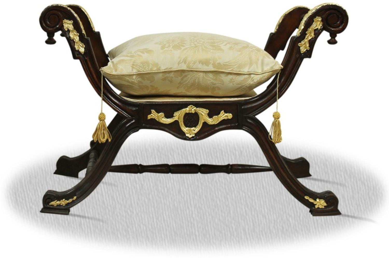 Casa Padrino Barock Sitzhocker Schwarz Gold - Luxus Kreuzhocker Bild 1