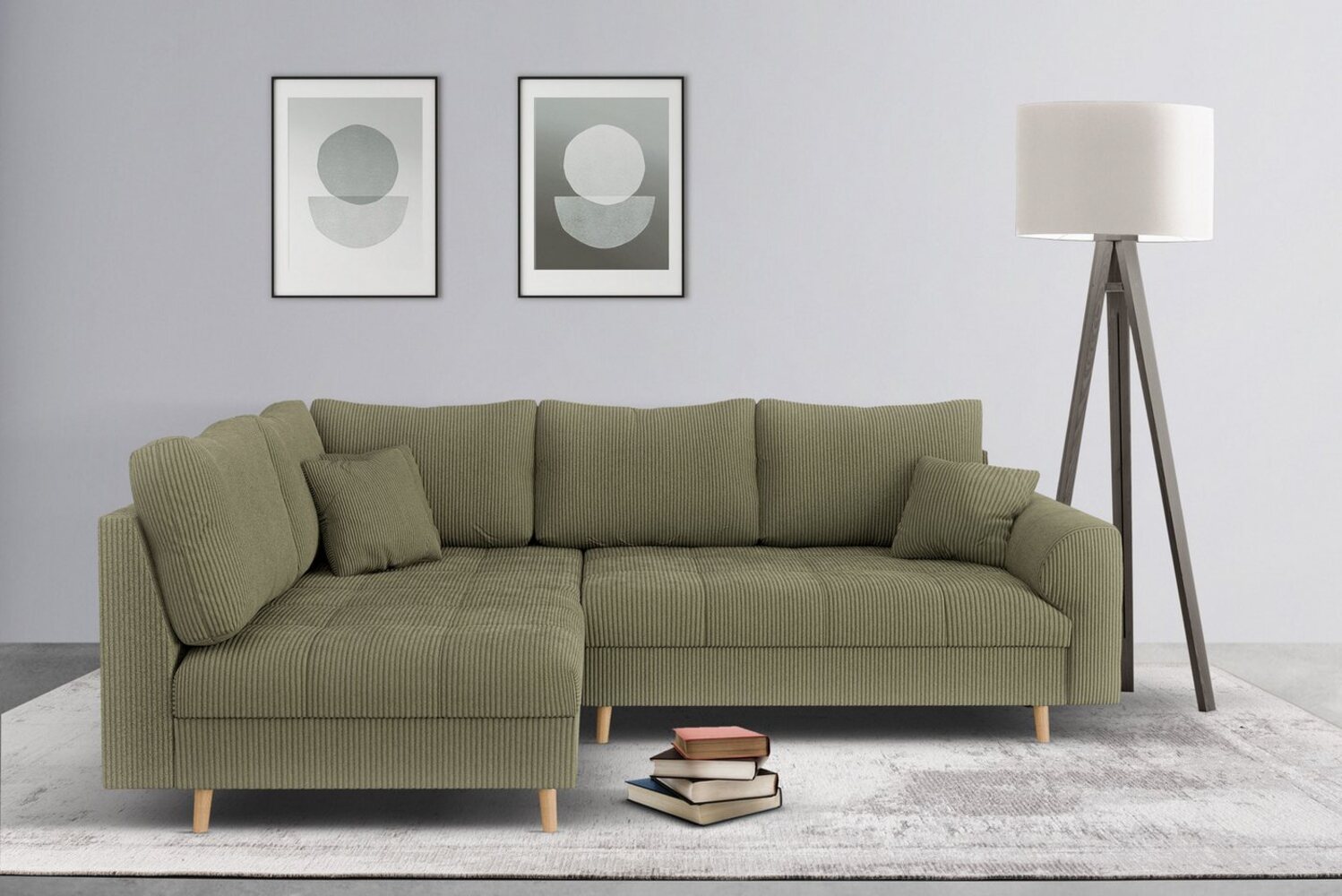 Home affaire Ecksofa CHARRE incl. 3 Zierkissen, L-Form, feine Steppung, lose Rückenkissen, auch in Cord und Bouclé Bild 1