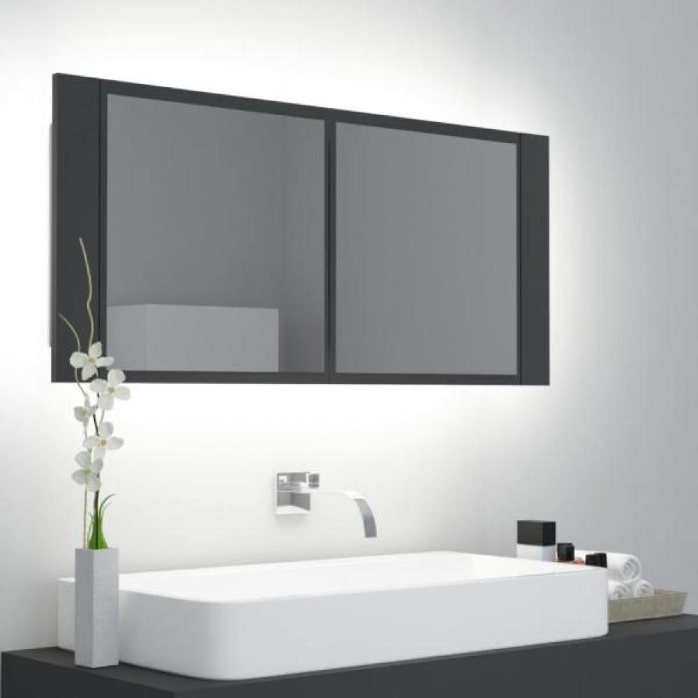 LED-Bad-Spiegelschrank Grau 100 x 12 x 45 cm Bild 1