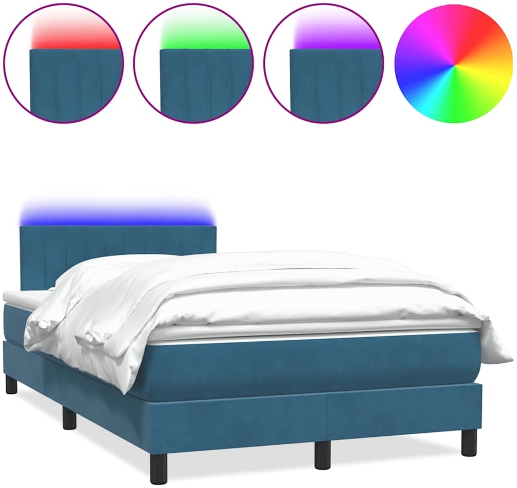 vidaXL Boxspringbett mit Matratze Dunkelblau 120x210 cm Samt 3317071 Bild 1