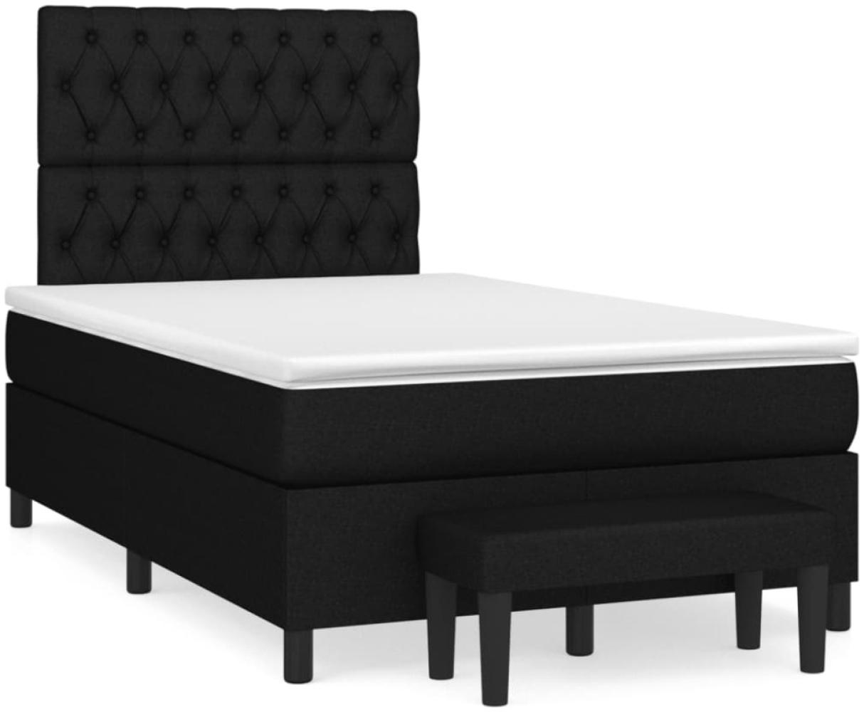 vidaXL Boxspringbett mit Matratze Schwarz 120x190 cm Stoff 3270378 Bild 1