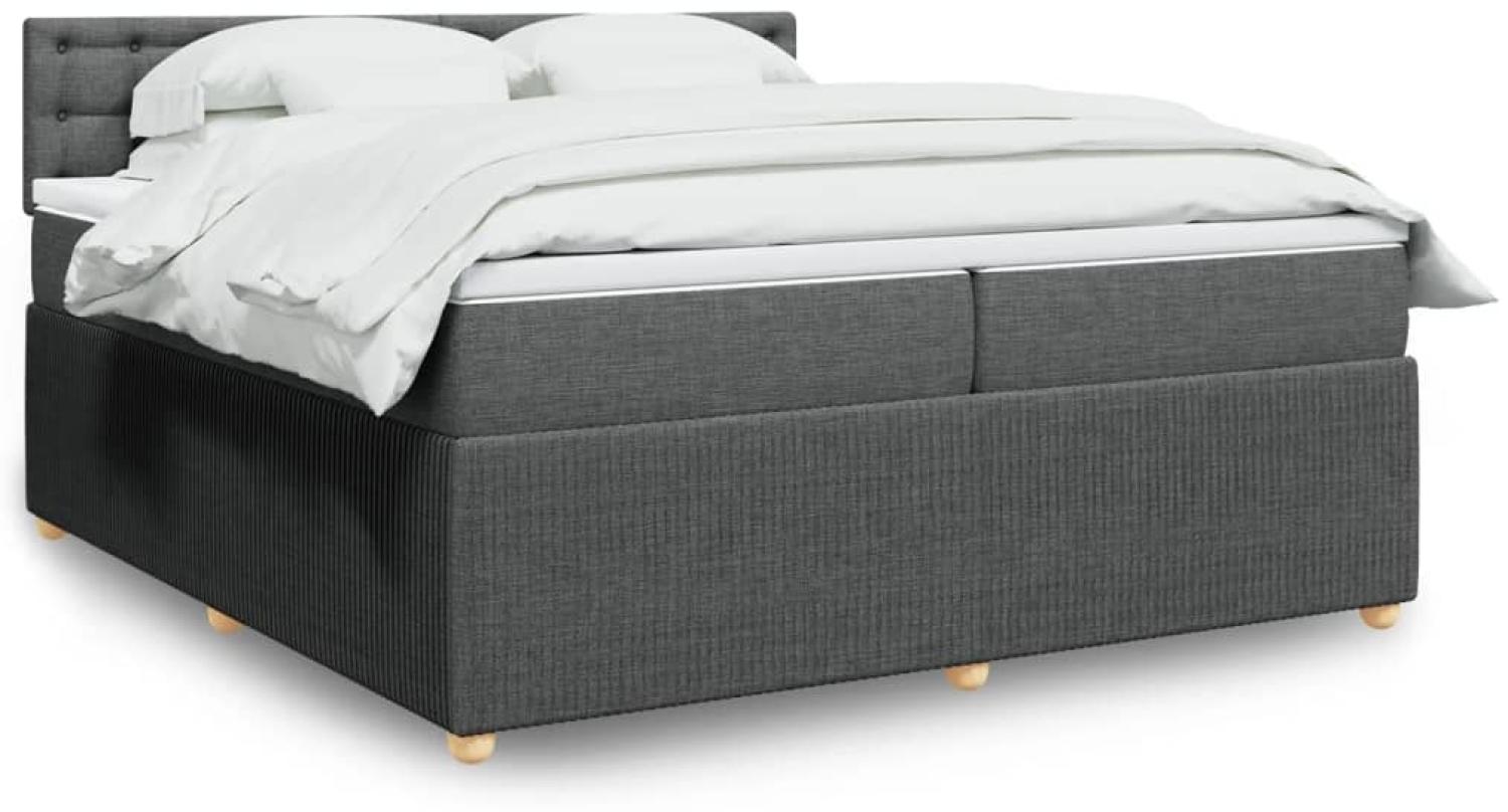 vidaXL Boxspringbett mit Matratze Dunkelgrau 200x200 cm Stoff 3289878 Bild 1