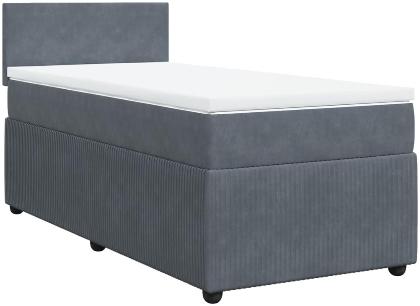 vidaXL Boxspringbett mit Matratze Dunkelgrau 100x200 cm Samt 3287657 Bild 1