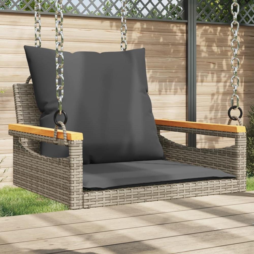 vidaXL Hängesessel mit Kissen Grau 63x62x40 cm Poly Rattan 368165 Bild 1