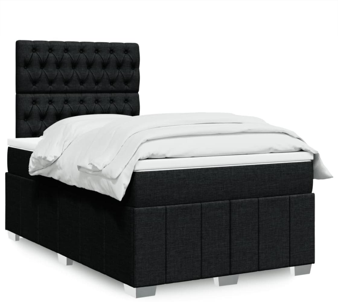 vidaXL Boxspringbett mit Matratze Schwarz 120x200 cm Stoff 3293944 Bild 1