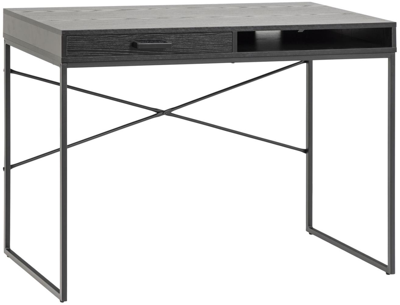 Schreibtisch >Carney< in Esche Schwarz aus Metall - 110x75x45cm (BxHxT) Bild 1