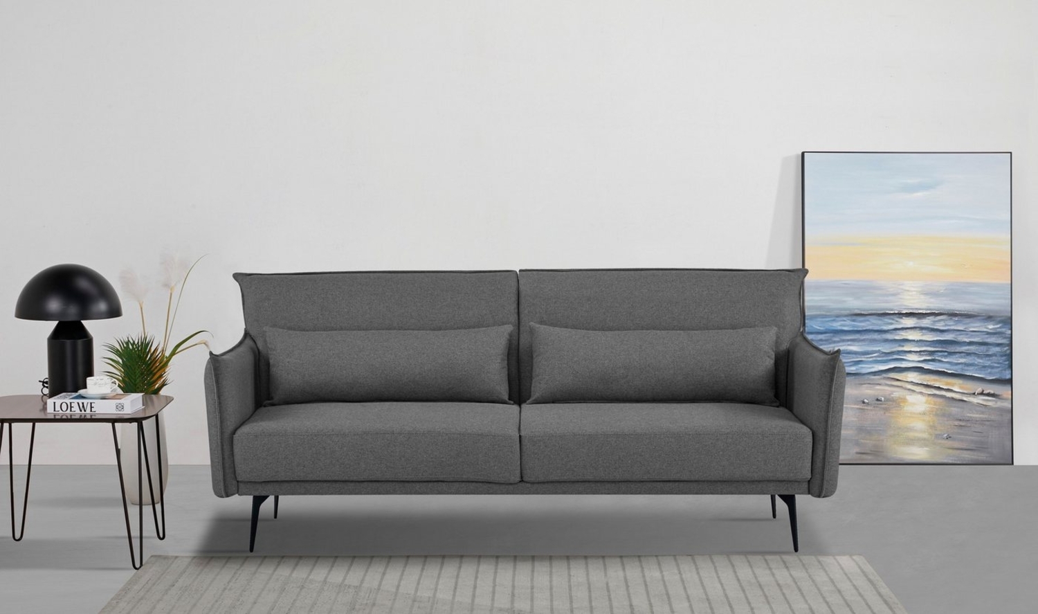 INOSIGN Schlafsofa TULARE, 204 cm, klappbarer 3-Sitzer mit verstellbarer Rückenlehne, Schlaffunktion, Velvet-Samtvelours u. Webstoff Bild 1