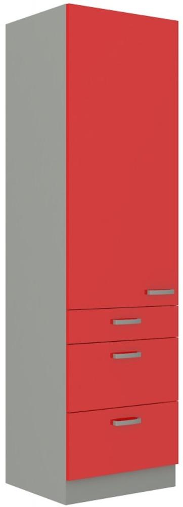 Küchen Hochschrank 60 Bianca Rot Hochglanz + Grau Küchenzeile Küchenblock Rose Bild 1