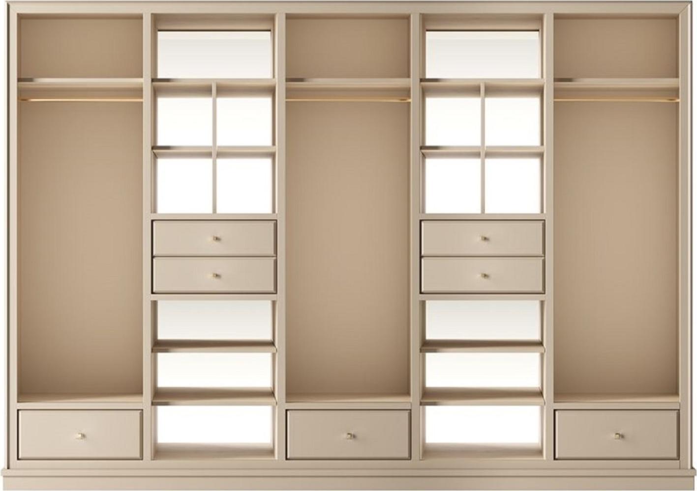 Casa Padrino Luxus Kleiderschrank Beige 326 x 60 x H. 230 cm - Offener Schlafzimmer Schrank - Schlafzimmer Möbel - Hotel Möbel - Luxus Möbel - Luxus Einrichtung - Schlafzimmer Einrichtung Bild 1