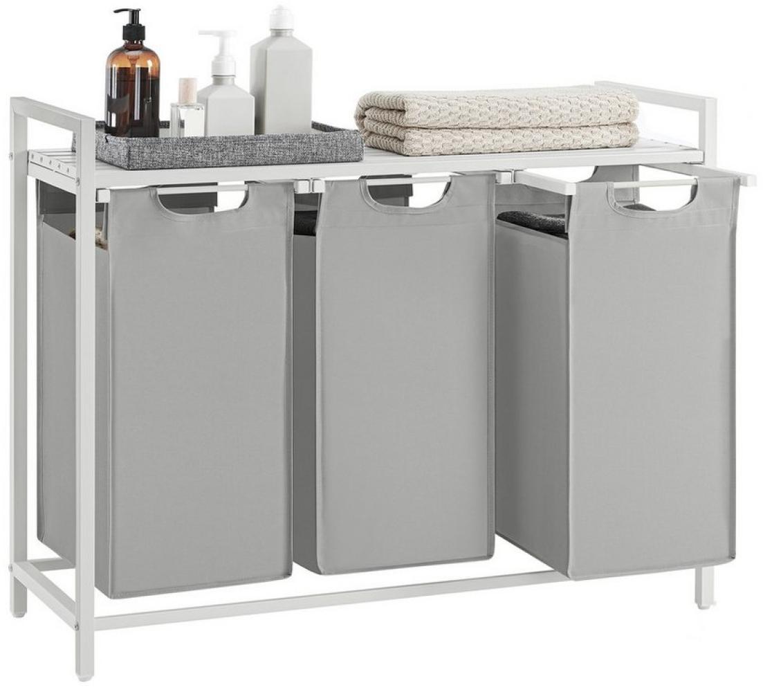 Vasagle Wäschekorb, 3 Fächer, mit Ablage, ausziehbar und abnehmbar, 3x38 L Bild 1