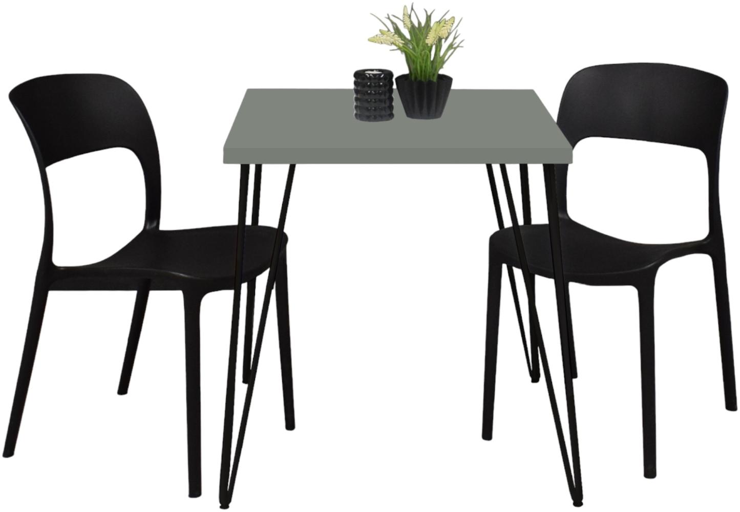 Bistrotisch Eirena 70x70x75 schwarz matt/Pinie green matt lack 14492 Bild 1