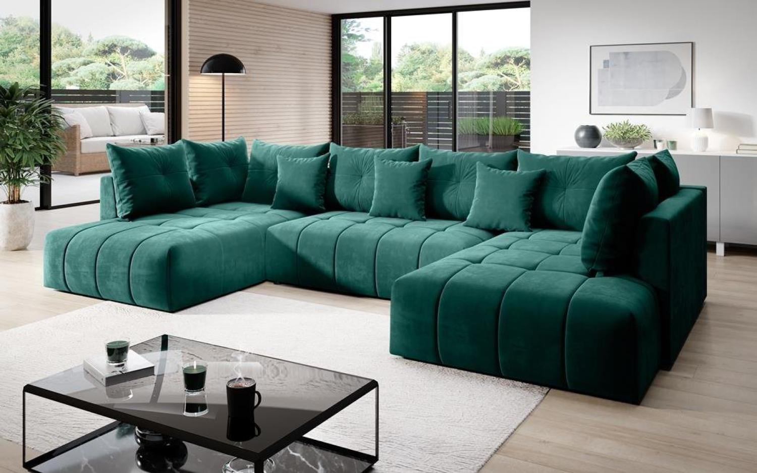 Furnix Wohnlandschaft CALVANI XXL Polstercouch Schlafsofa in U-Form Bettkasten und Kissen, großzügige Abmessungen, hochwertige Materialien Bild 1