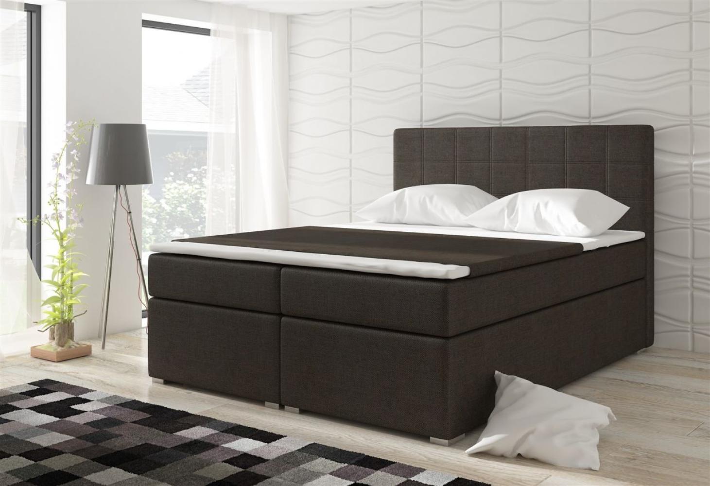'Loren' Boxspringbett, Webstoff, dunkelbraun, 100x200 cm Bild 1
