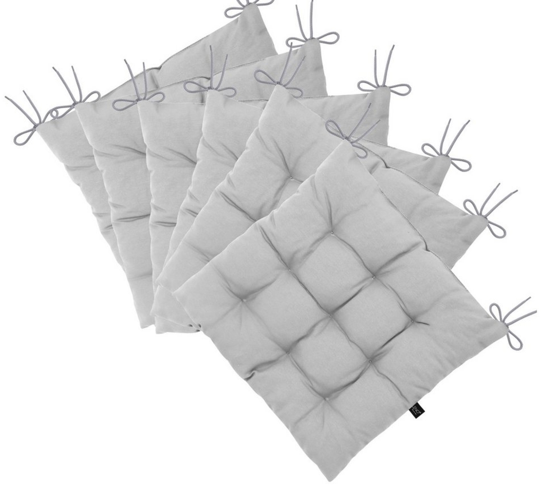 LILENO HOME Stuhlkissen Sitzkissen für Gartenstuhl, Küchenstuhl oder Esszimmerstuhl 40x40x6 cm, Bequeme Indoor u. Outdoor Stuhlauflage als Stuhl Kissen Hellgrau Bild 1