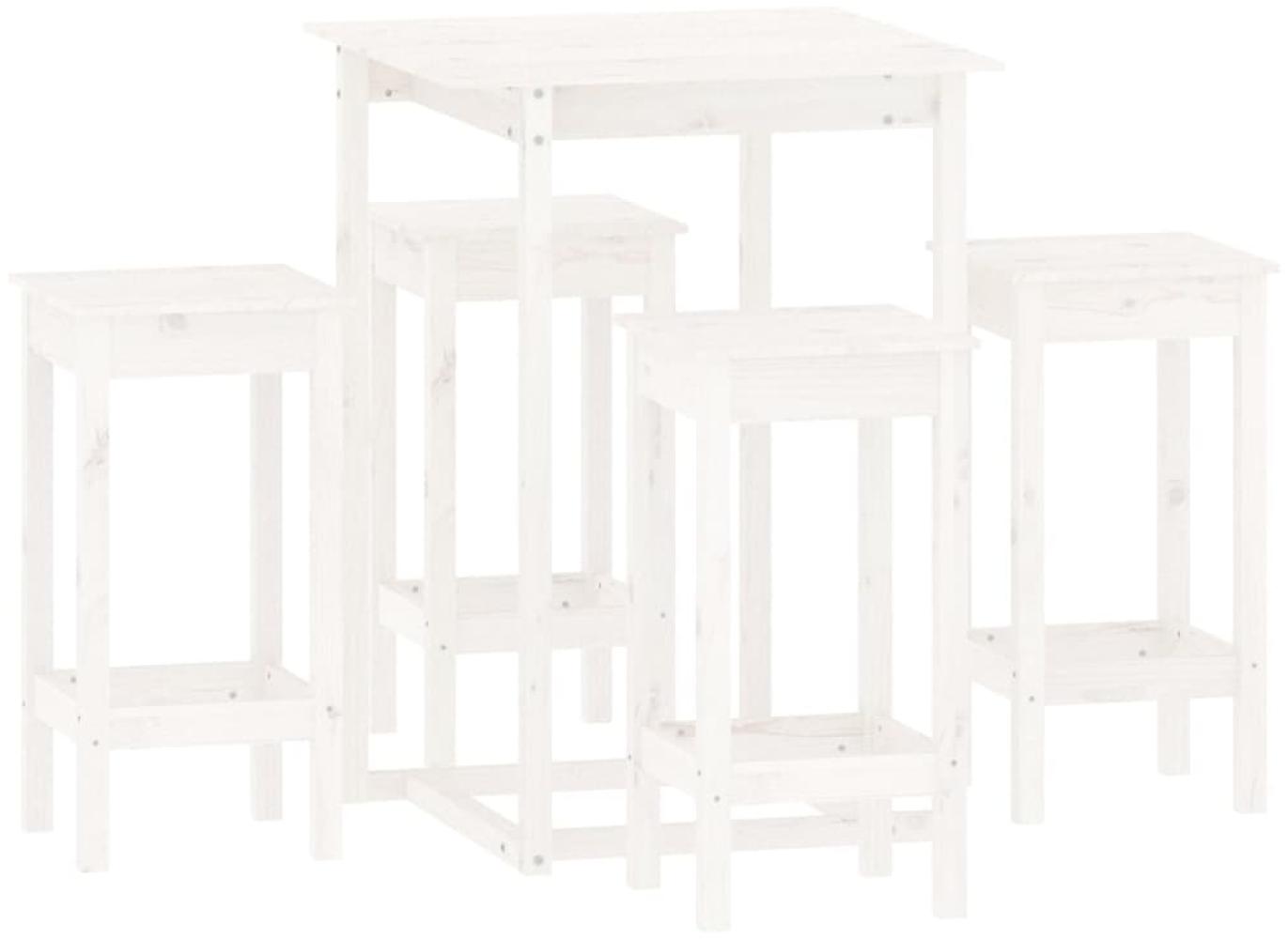 5-tlg. Bar-Set Weiß Massivholz Kiefer [3124738] Bild 1