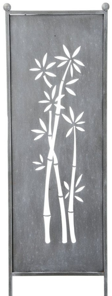 finehomegarden Gartenstecker Stele Metall Bambus Sichtschutz grau Windschutz Outdoor H116cm B32cm Dekowand Garten / Paket Bild 1