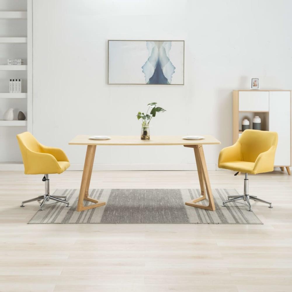 vidaXL Esszimmerstühle Drehbar 2 Stk. Gelb Stoff Bild 1