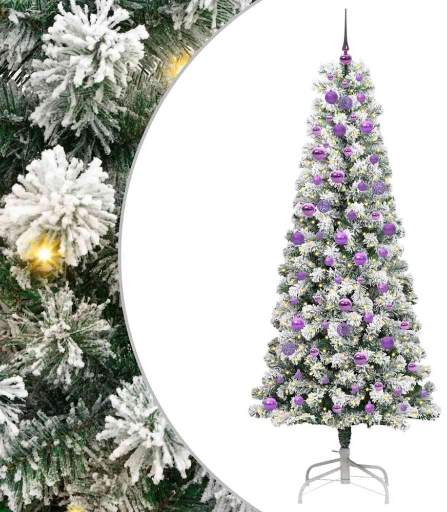 vidaXL Künstlicher klappbarer Weihnachtsbaum Grün und Weiß 210 cm 3395610 Bild 1