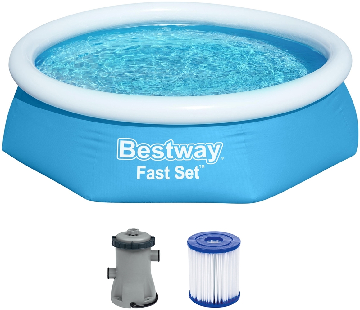 Bestway Schwimmbecken Fast Set Rund 244x61 cm Blau 441116 Bild 1