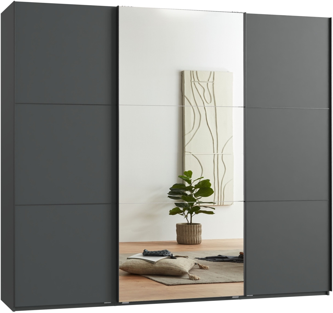 Schwebetürenschrank Kleiderschrank 3-tür 250cm Vollausstattung Anthrazit Spiegel Bild 1