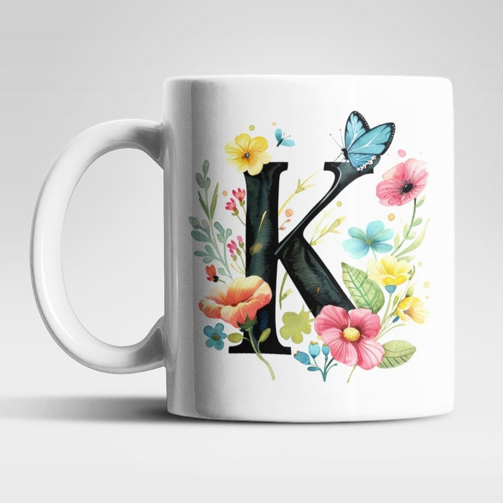 WS-Trend Tasse Name A bis Z Blumen Schmetterlinge Kaffeetasse Teetasse Geschenkidee, Keramik Bild 1