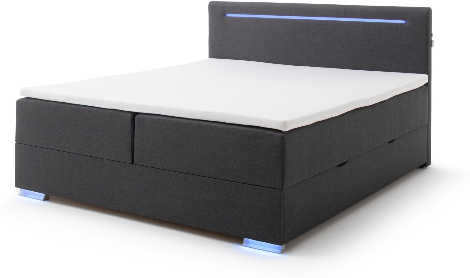 Boxspringbett >LAS VEGAS II< Liegefläche 180x200 cm, anthrazit/ LED, Stellmaß: 182 x 110 x 209 cm (BxHxT) Bild 1