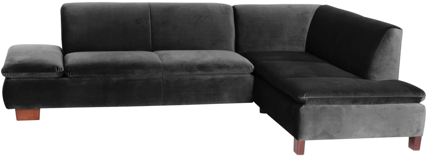 Ecksofa mit Ottomane rechts Kaye Bezug Samtvelours Buche nussbaum dunkel / schwarz 23082 Bild 1