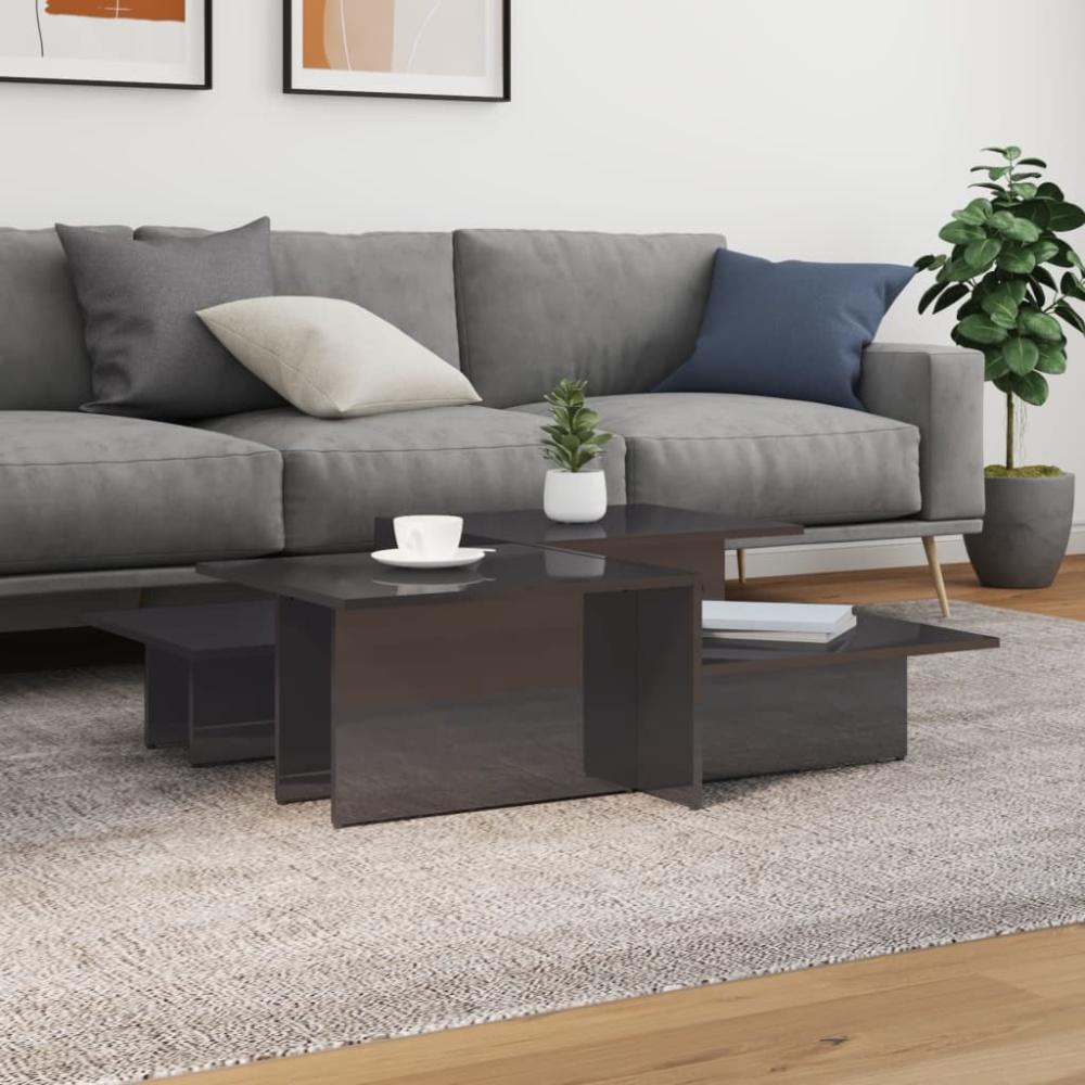 vidaXL Couchtische 2 Stk. Hochglanz-Grau Holzwerkstoff 3216157 Bild 1