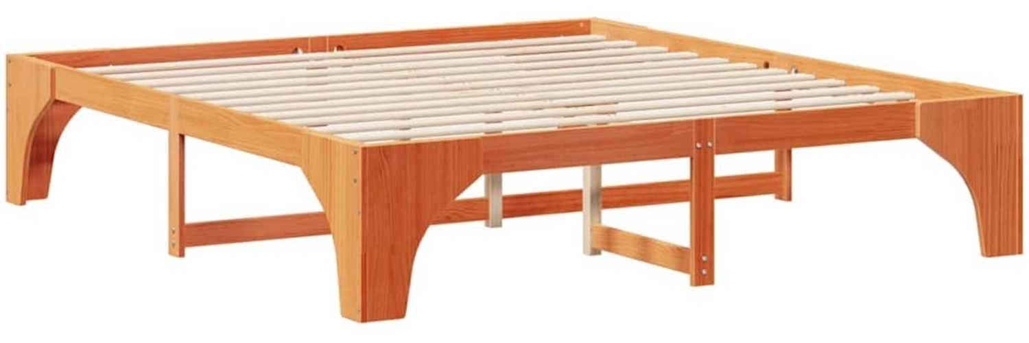 vidaXL Bettrahmen Braun 200 x 200 cm Massives Kiefernholz 872976 Bild 1