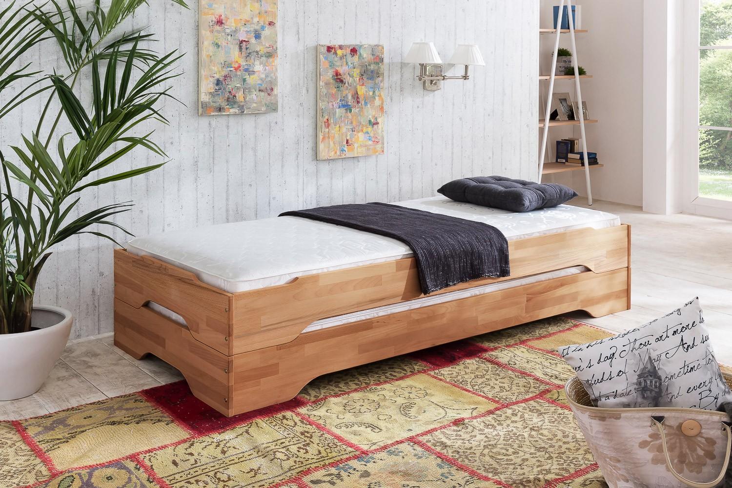 Stapelbett mit Matratze 100x200 Kernbuche Juist Bild 1