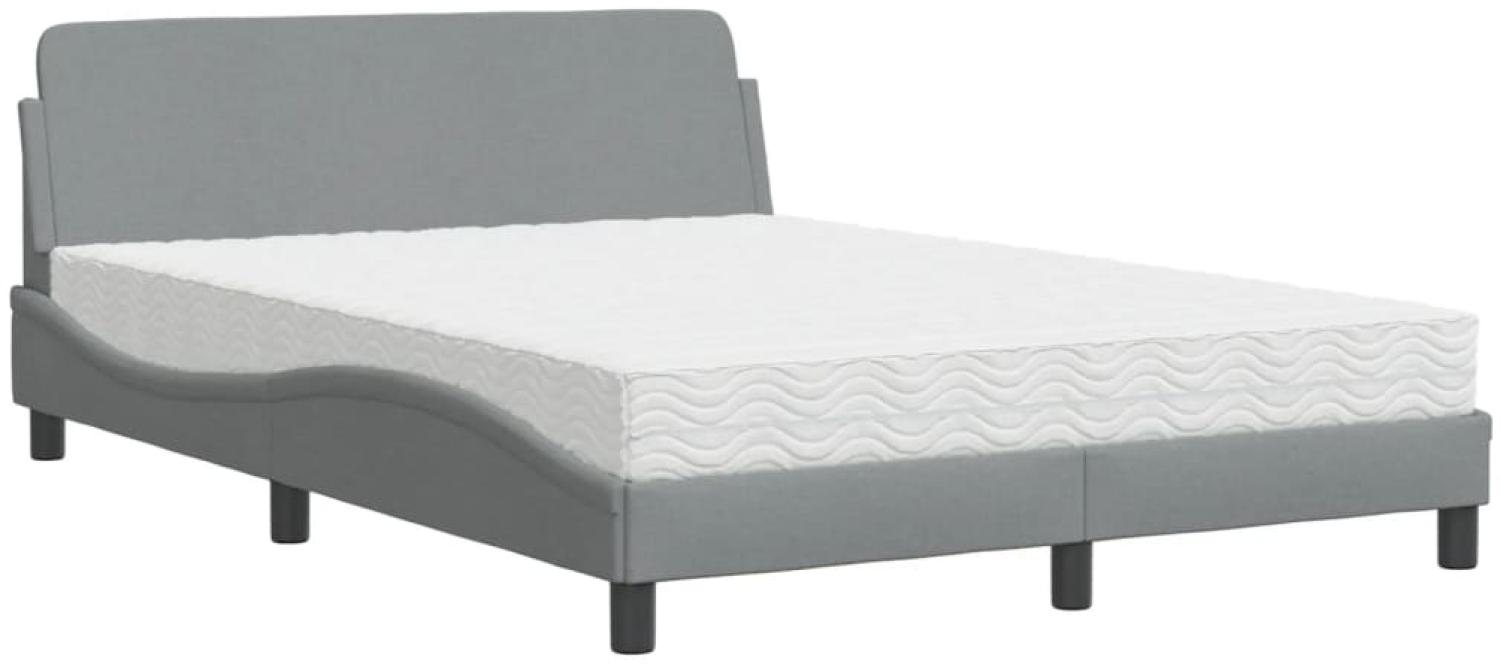 vidaXL Bett mit Matratze "Dover" Hellgrau 120x200 cm Stoff 3208364 Bild 1
