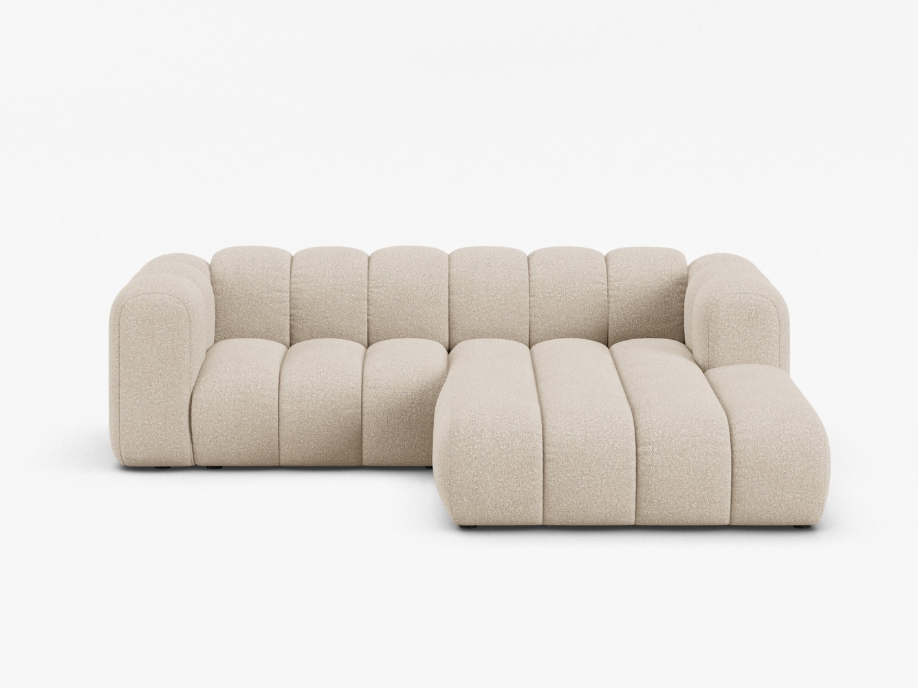 Micadoni Modulares Ecksofa Lupine 3-Sitzer Rechts Boucle Baloo Beige Bild 1
