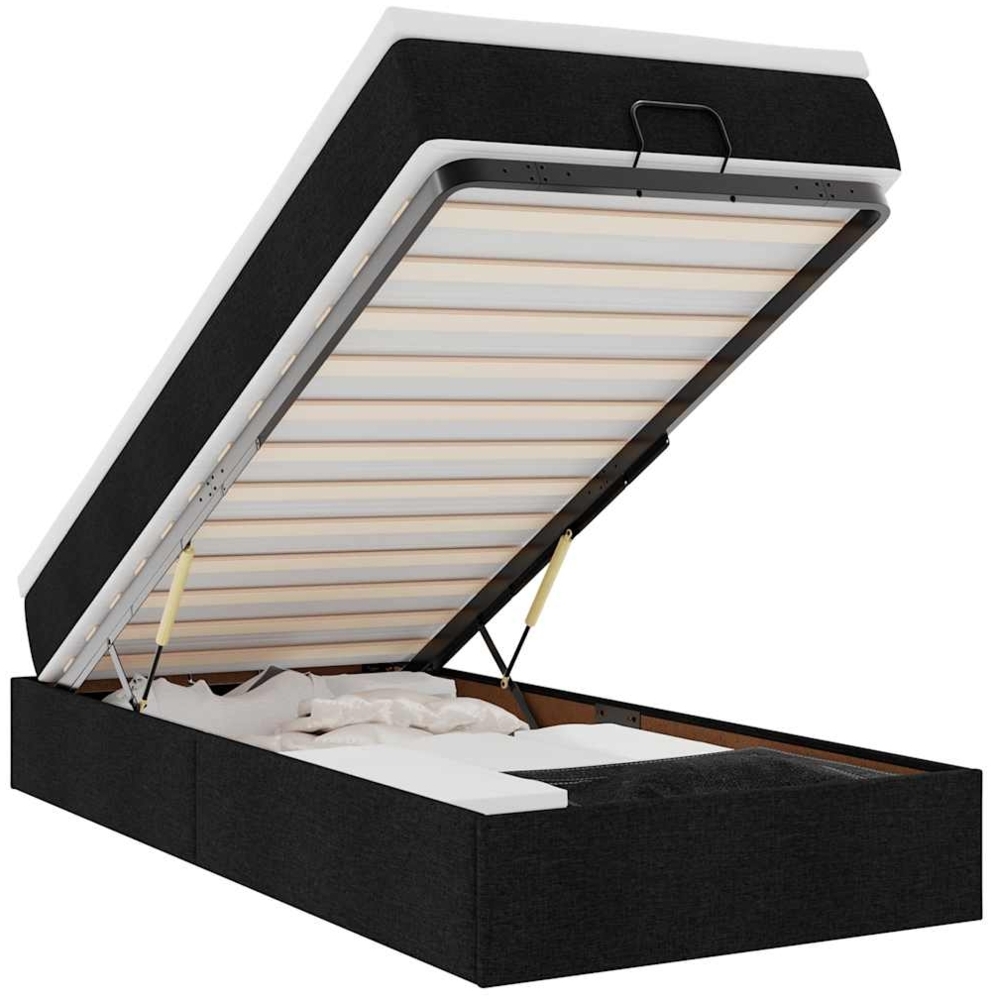 vidaXL Ottoman-Bett mit Matratze Schwarz 100x200 cm Stoff 3311087 Bild 1