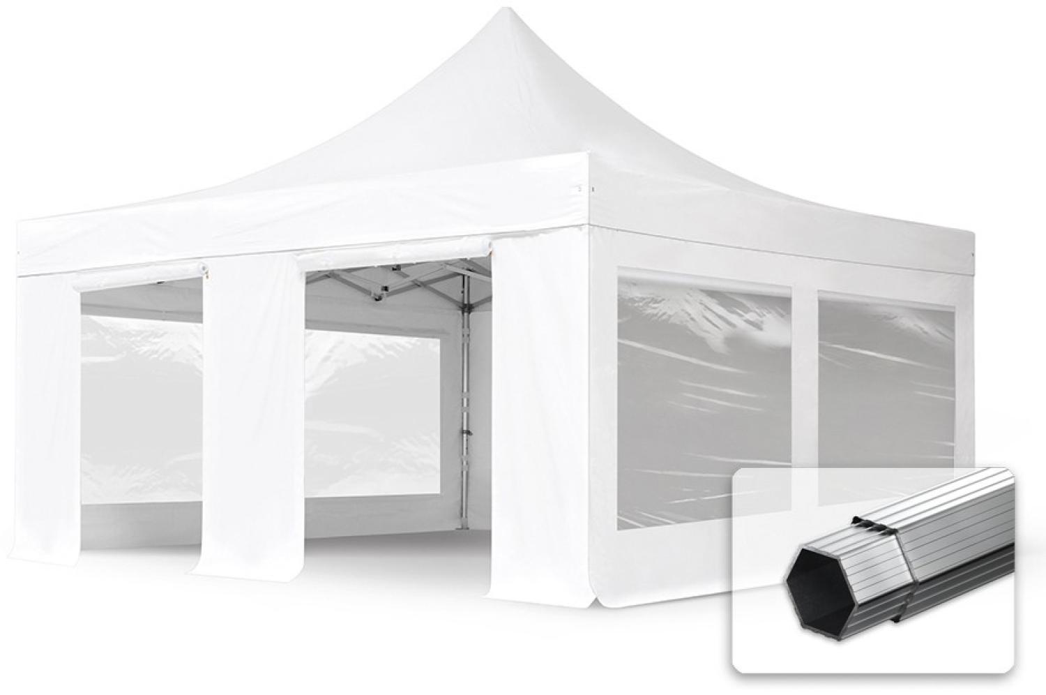 5x5 m Faltpavillon, PROFESSIONAL Alu 50mm, feuersicher, Seitenteile mit Panoramafenstern, weiß Bild 1