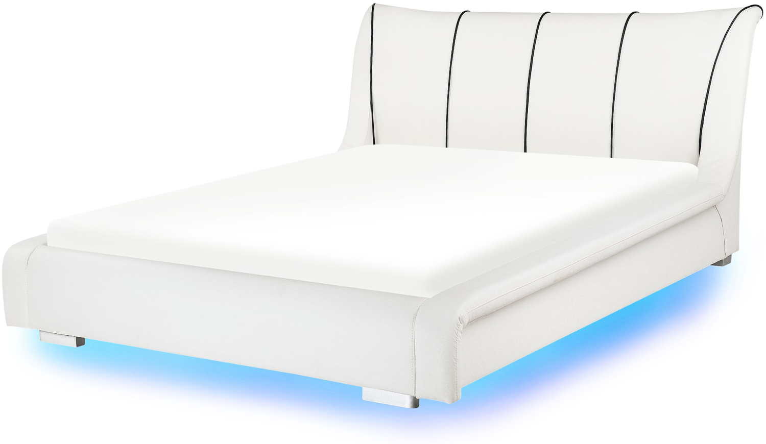 Wasserbett Leder weiß 140x200 cm mit LED-Beleuchtung bunt NANTES Bild 1