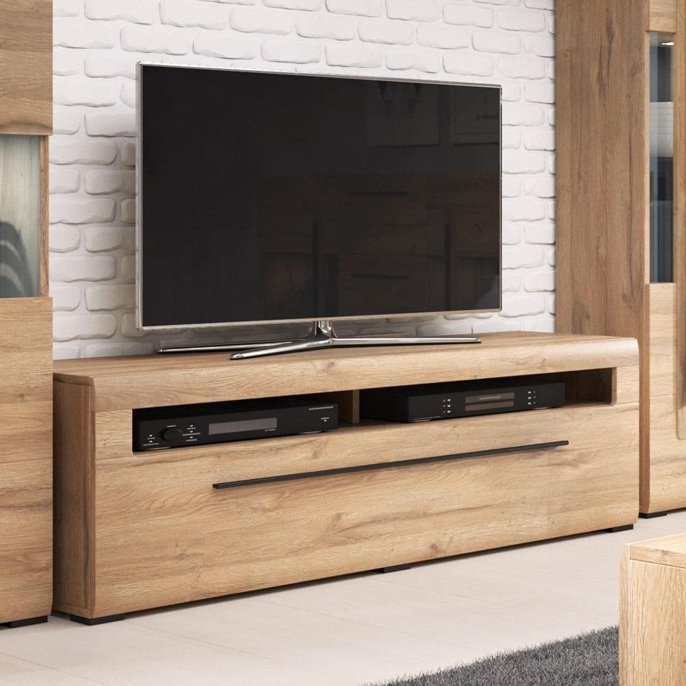 TV Lowboard Eiche Grandson Nb. TURDA-83 modern mit Schubkasten, B/H/T: ca. 140/52/50 cm Bild 1