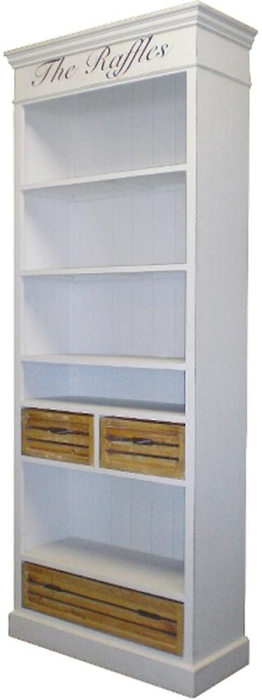 Casa Padrino Landhausstil Bücherschrank Antik Weiß / Naturfarben 86 x 35 x H. 198 cm - Landhausstil Möbel Bild 1