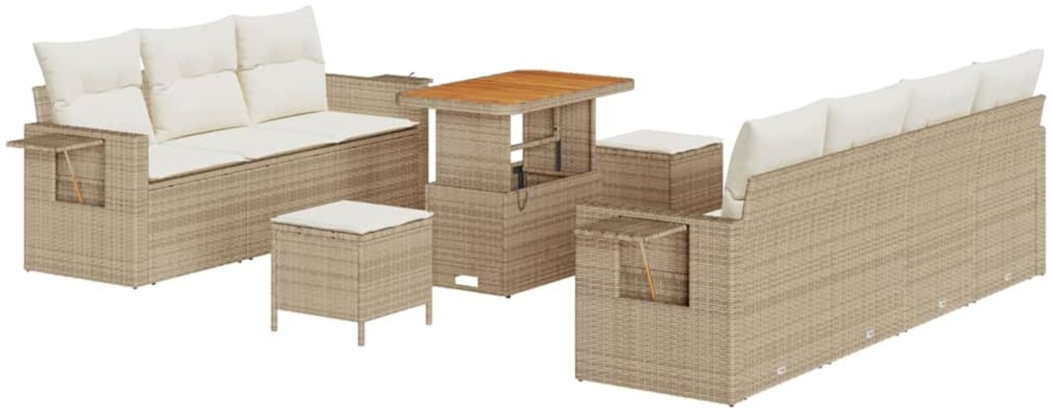 vidaXL Garten-Sofa-Set mit Kissen mit Speicher 10 pcs Beige und Creme 3363661 Bild 1