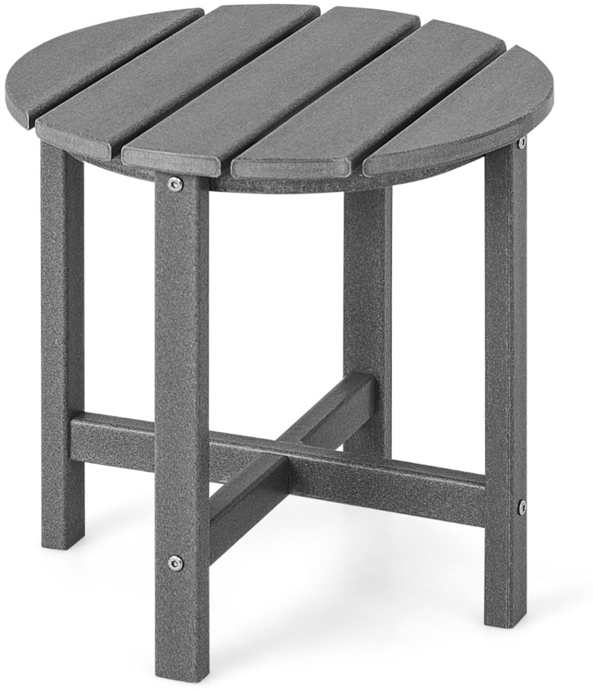 Beistelltisch Kleiner Gartentisch aus UV-beständigem Kunststoff Grau Bild 1